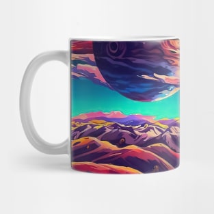 Colorful painting space colonist planet landscape pattern Mug